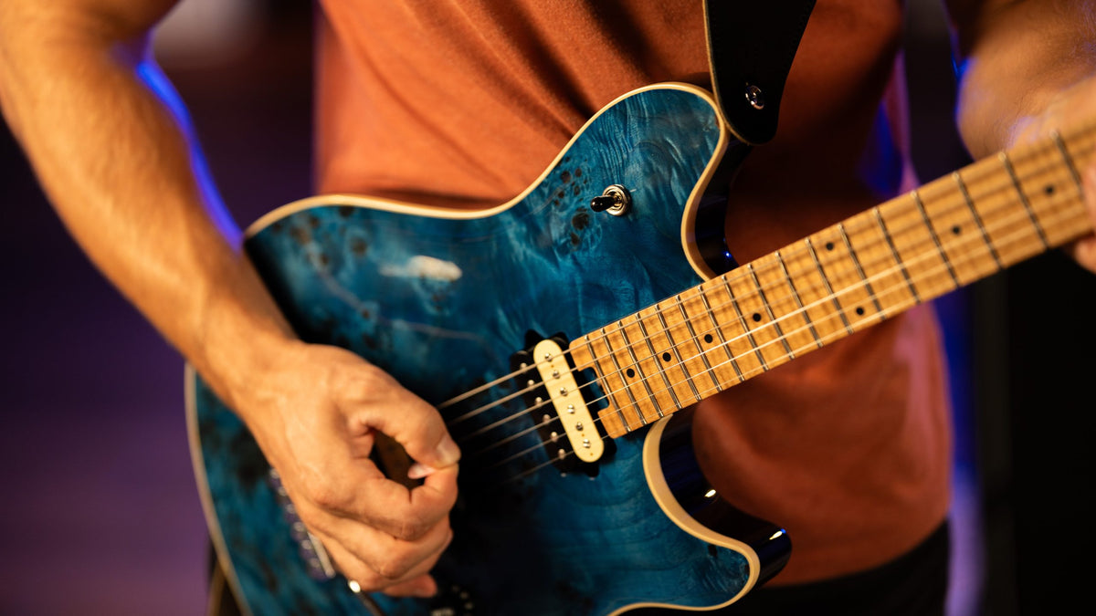HP 2® Poplar Burl Transparent Blue Electric Guitar image 4