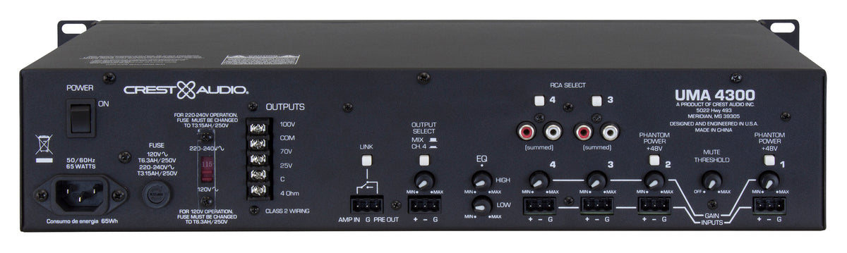 Crest Audio® UMA™ 4300 Mixer Amplifier image 1