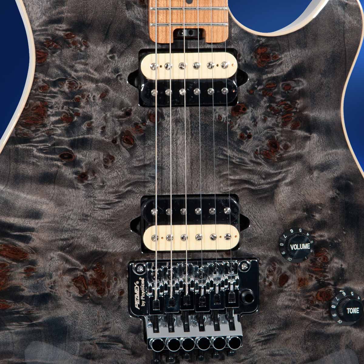 ギター Peavey hp2 HP 2® Poplar Burl RM Transparent Black Electric Guitar – Peavey