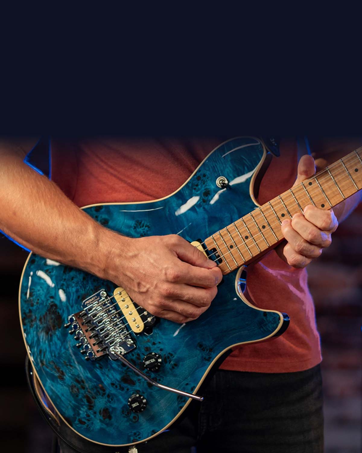 HP 2® Poplar Burl Transparent Blue Electric Guitar – Peavey