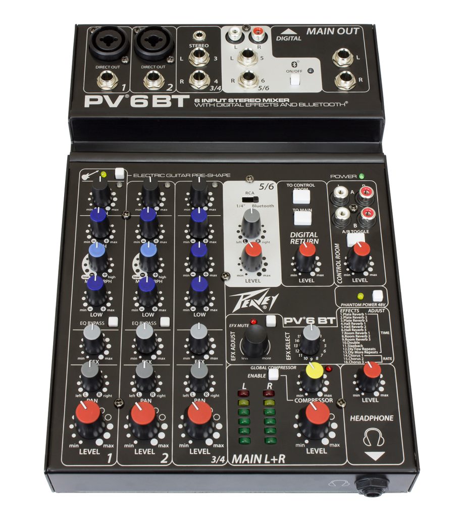PV® 6 BT 6 Channel Compact Mixer with Bluetooth Peavey