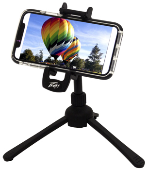 The Peavey fully adjustable Smartphone Desktop Tripod Stand for mobile photo and video
